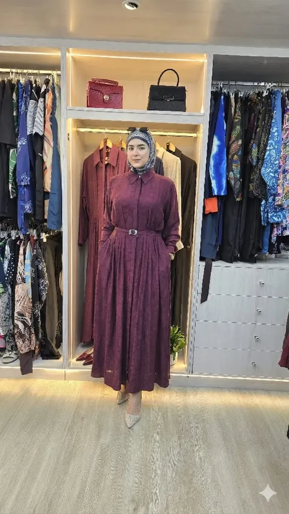 Italian summer dress (MAROON, 38)
