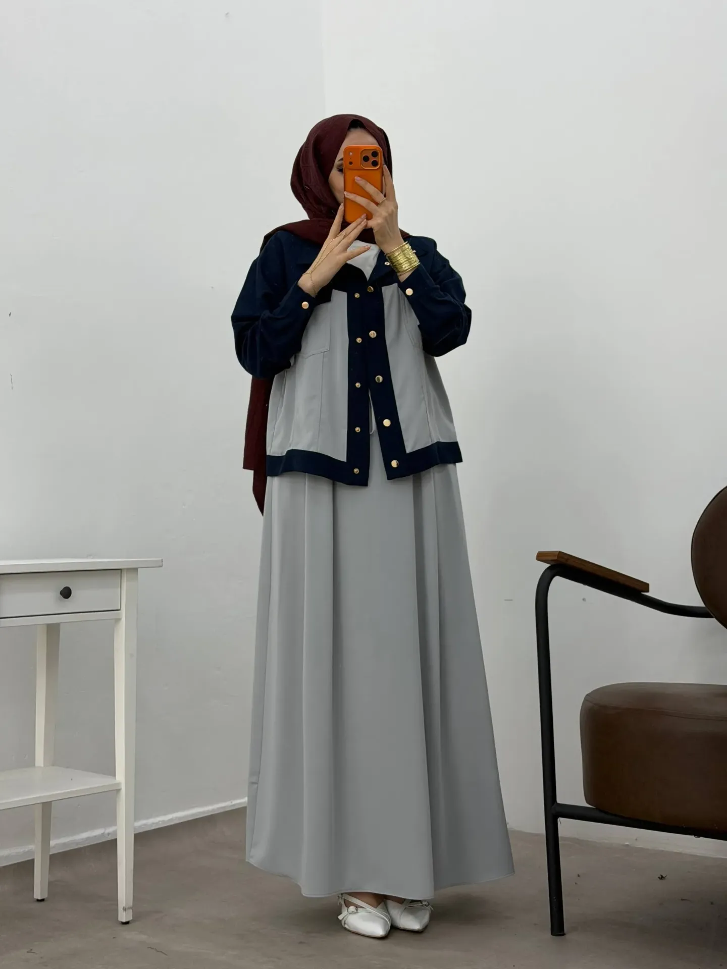 Linda 3-piece skirt set (رمادي, 38)