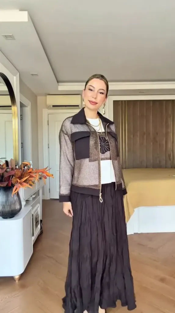 طقم تنورة قماش بنتلي مكون من 3  قطع (أسود, 38)