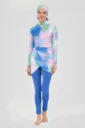Two-tone marble print stretch burkini