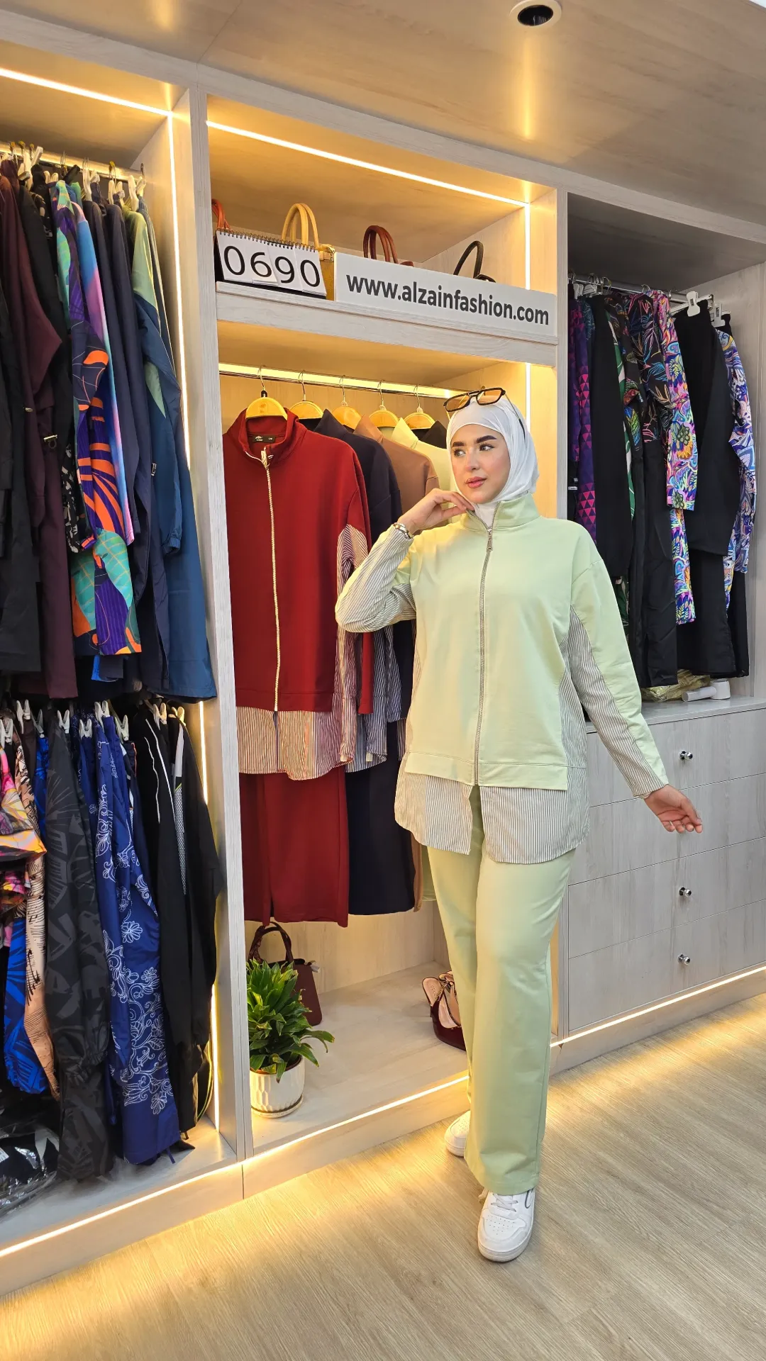 Two-piece striped cotton set (ماروني, S-M)