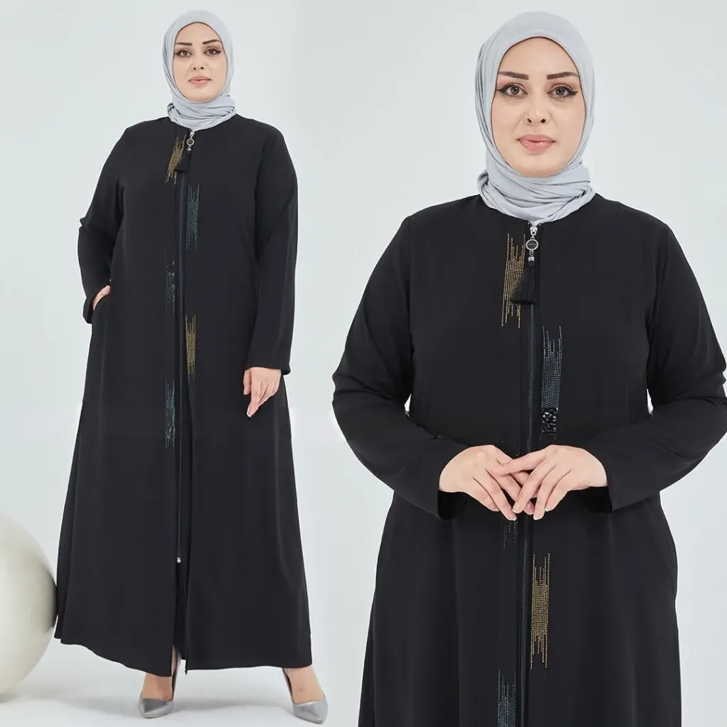 Medina silk abaya with delicate rhinestones