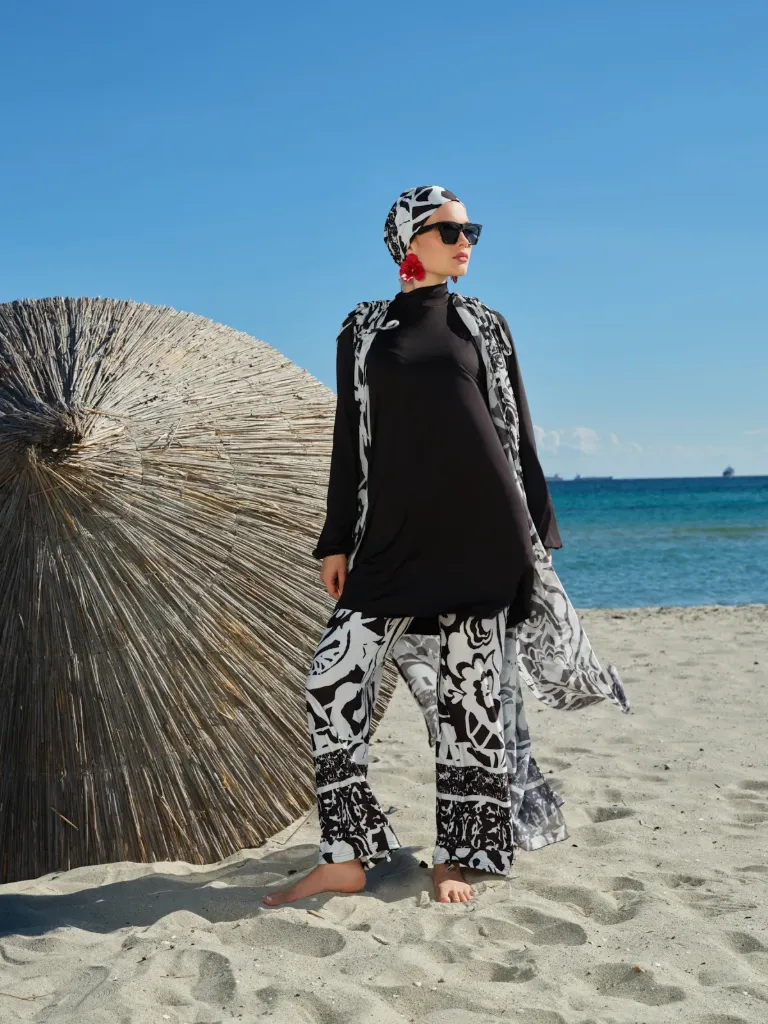 6-piece stretch burkini with cover-up