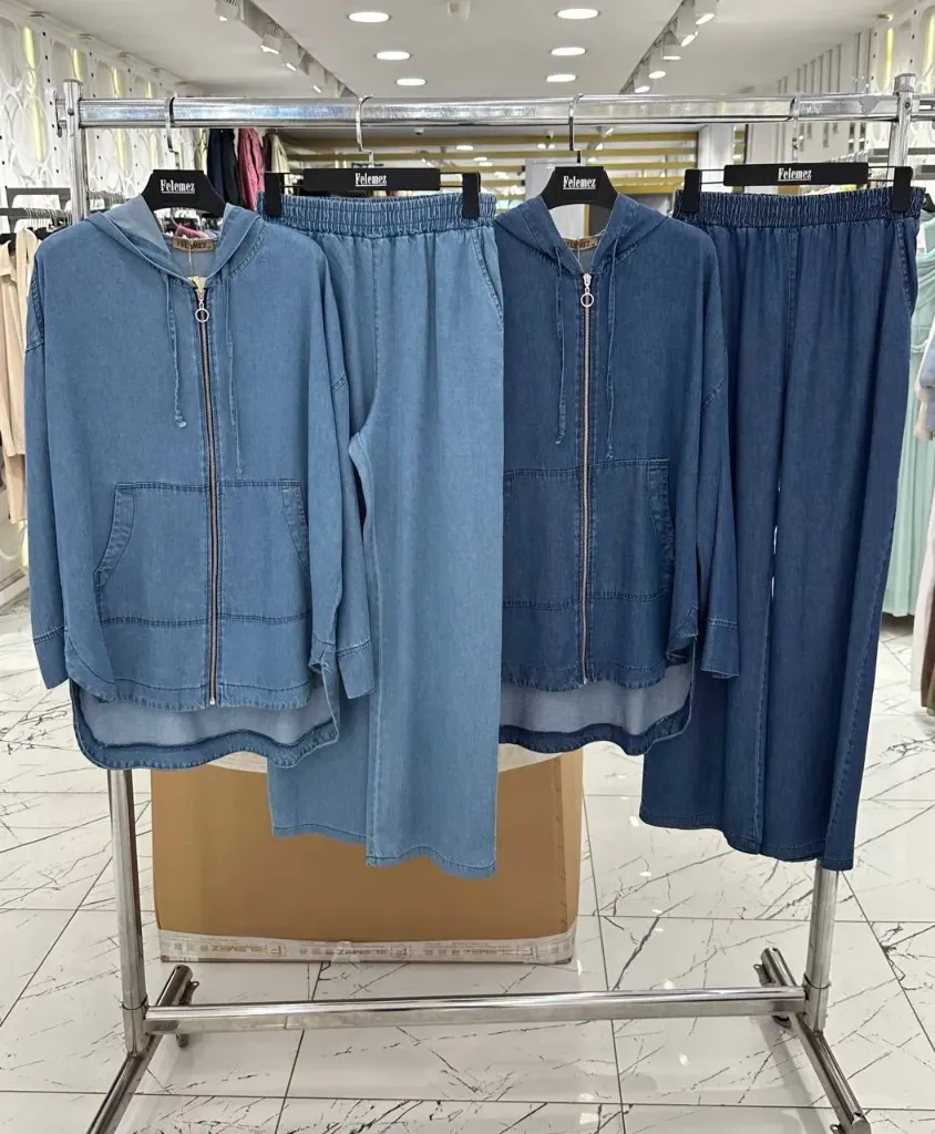Practical two-piece denim set