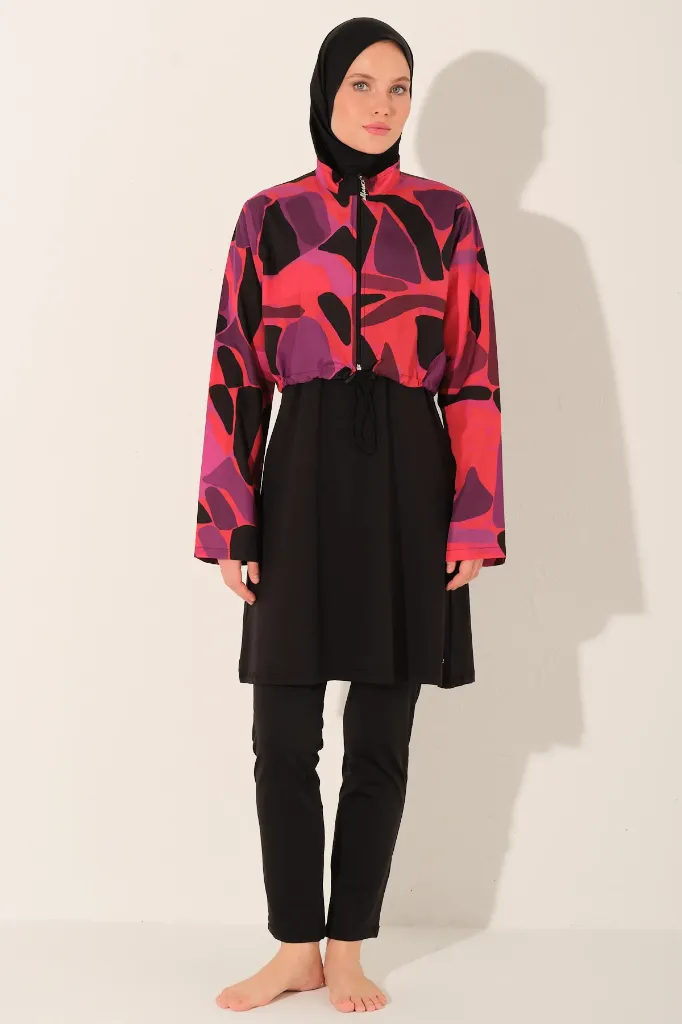 Practical 5-piece nautical burkini (S)