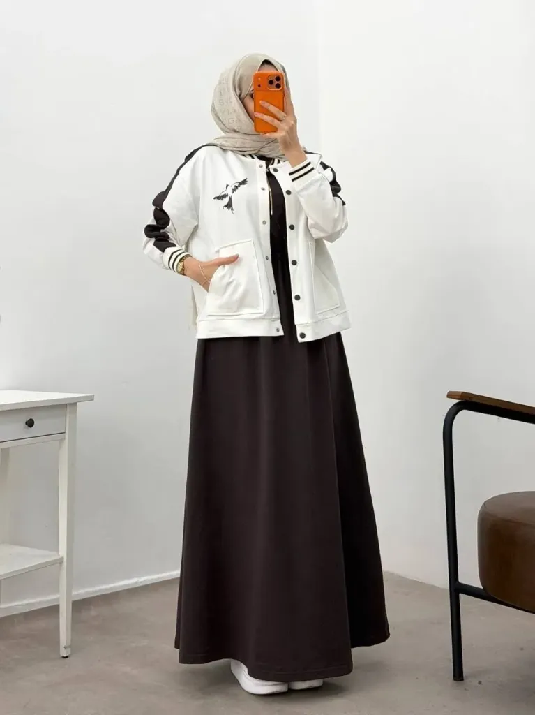 Two-piece cotton dress with rhinestones (GRAY, 38)