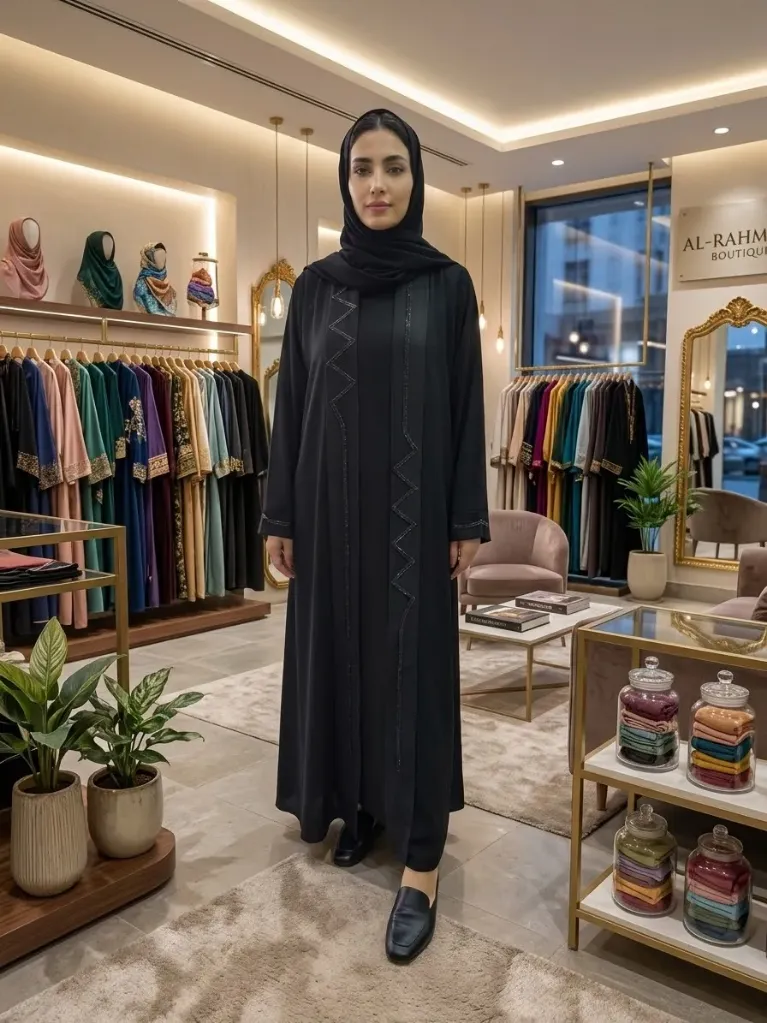 Plain abaya with hand embroidery