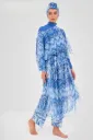 Blue stretch swimsuit for veiled women