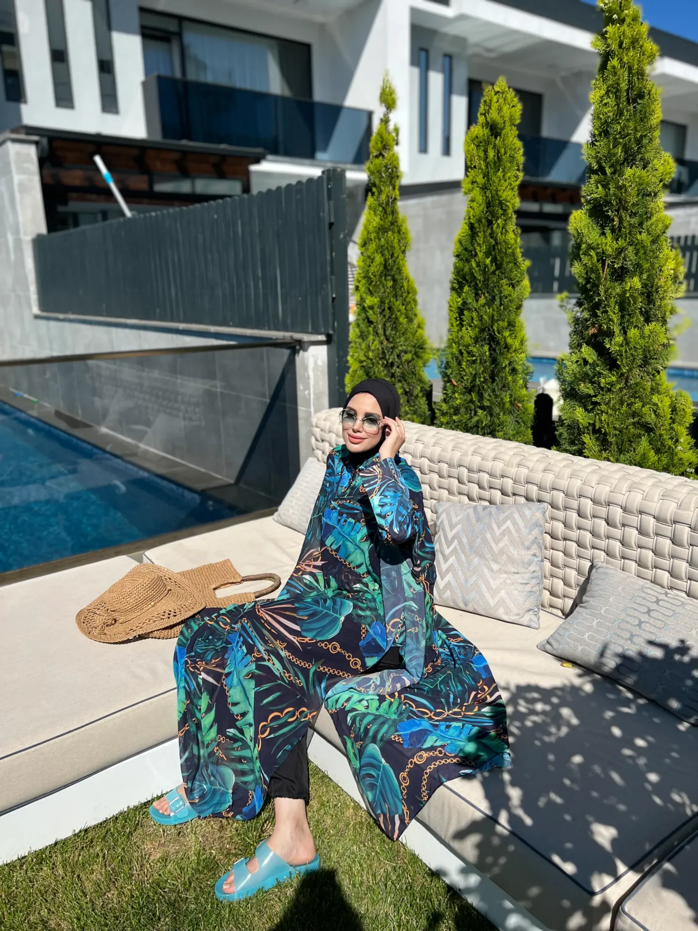 كاش مايوه شيفون حرير استوائي ذهبي