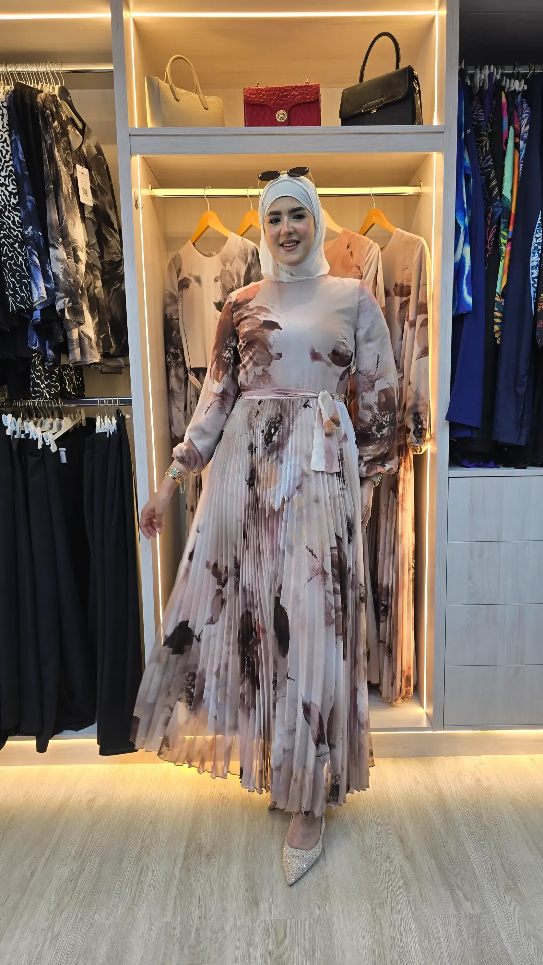 Pleated chiffon dress